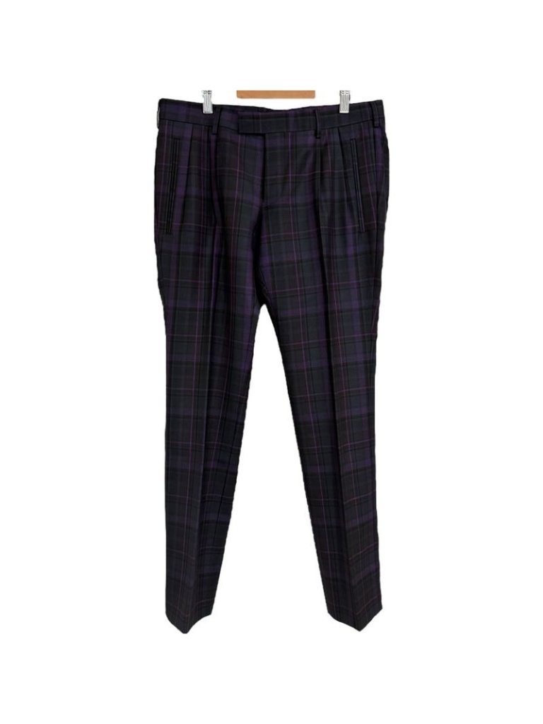 Gucci Checkered Slack Pants 44 Purple And Gray